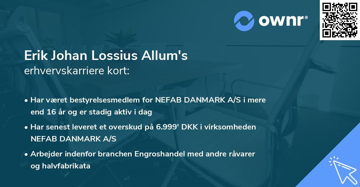 Erik Johan Lossius Allum's erhvervskarriere kort
