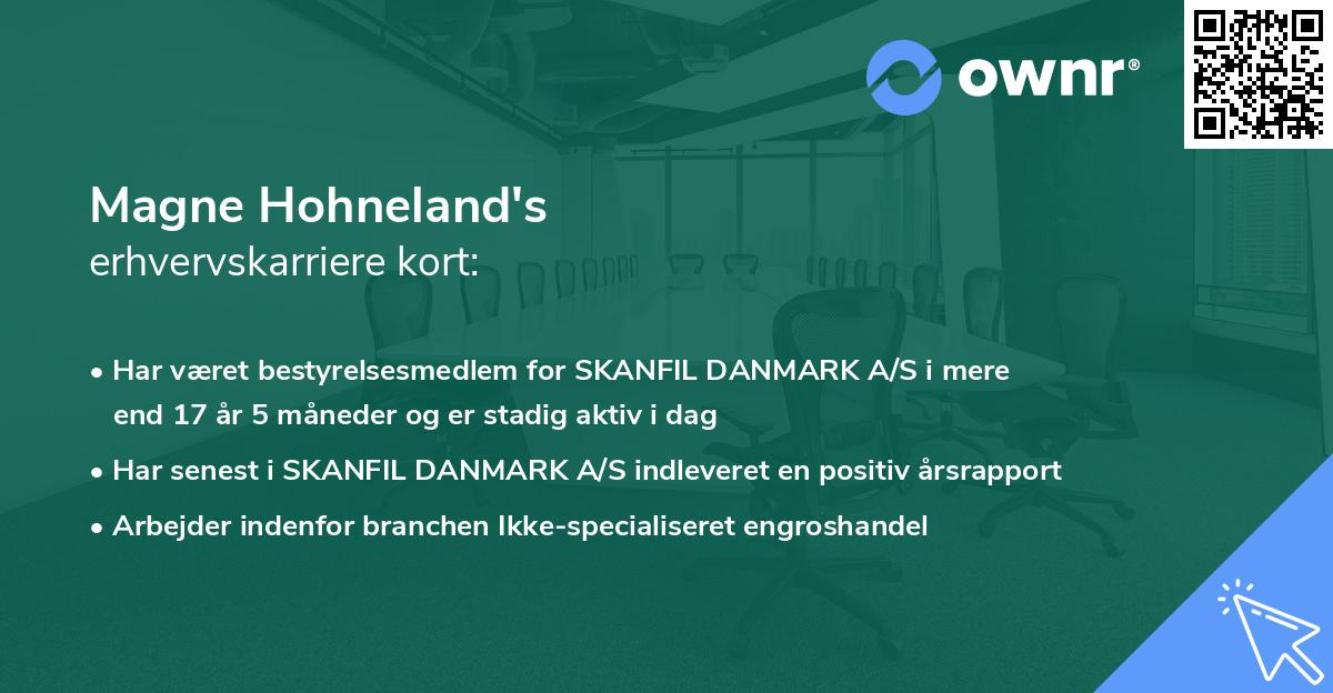 Magne Hohneland's erhvervskarriere kort
