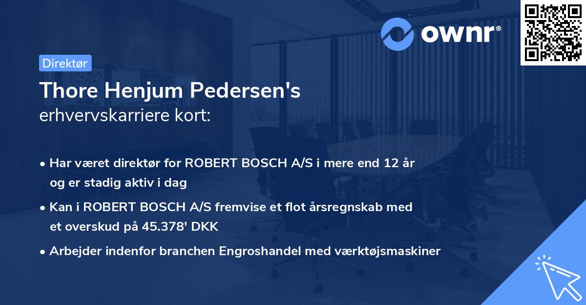 Thore Henjum Pedersen's erhvervskarriere kort