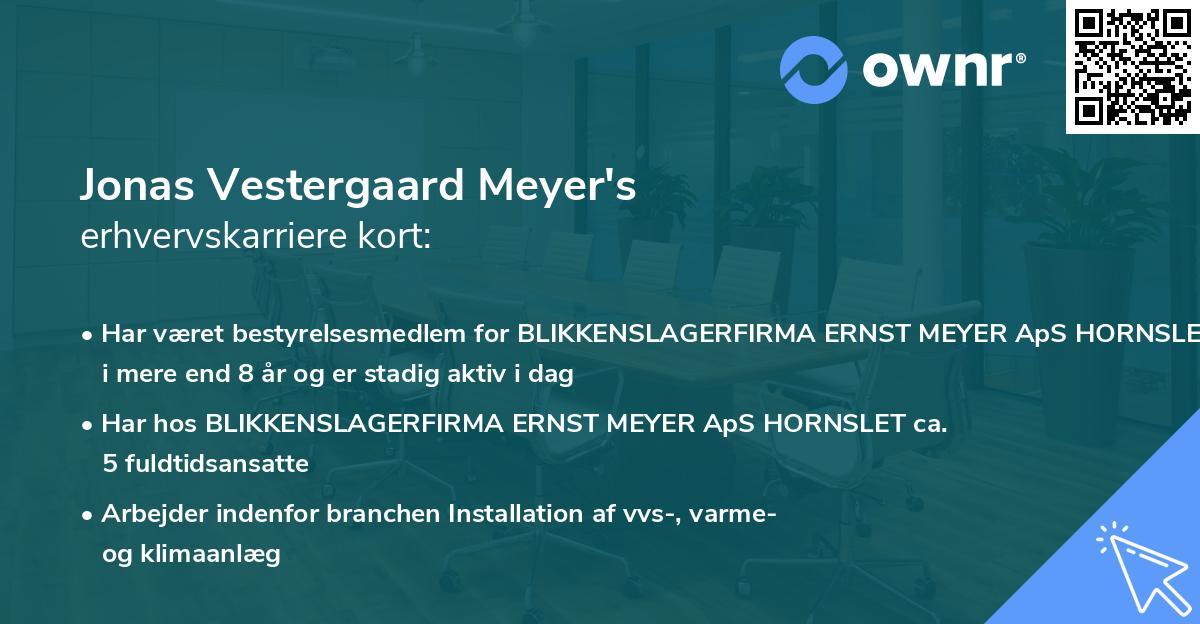 Jonas Vestergaard Meyer's erhvervskarriere kort