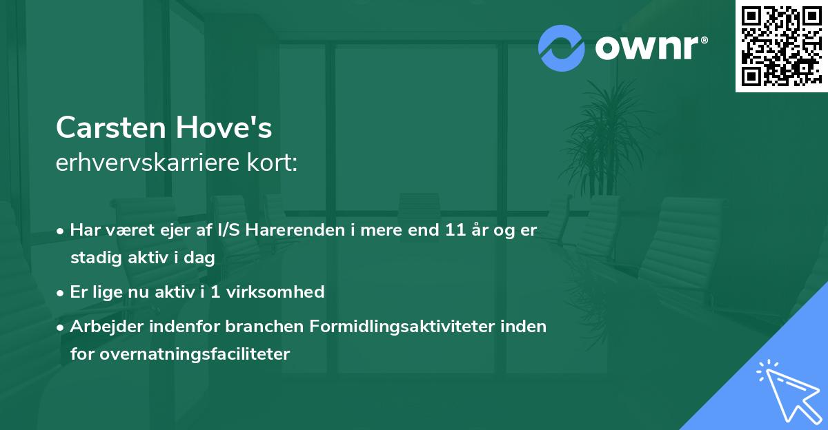 Carsten Hove's erhvervskarriere kort