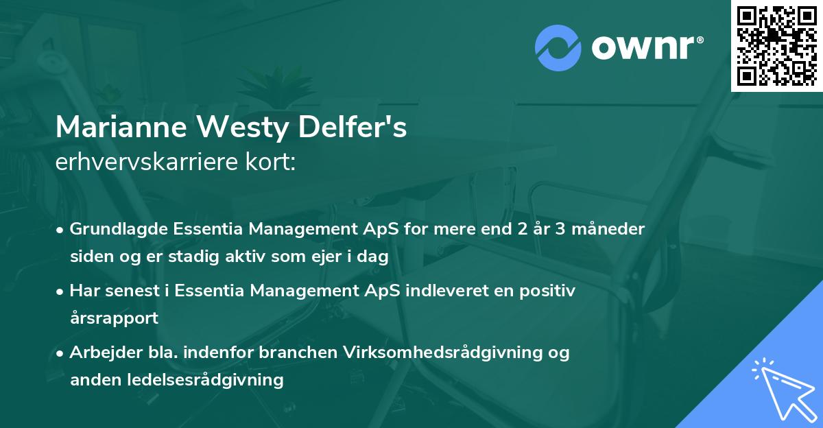 Marianne Westy Delfer's erhvervskarriere kort