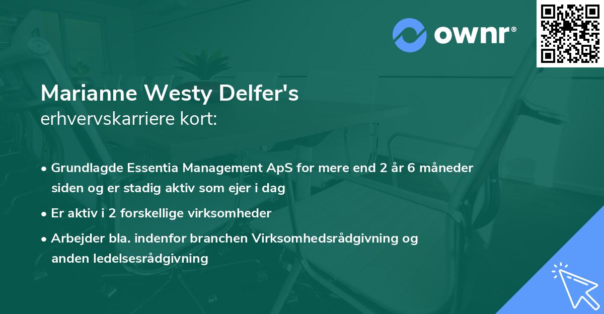 Marianne Westy Delfer's erhvervskarriere kort