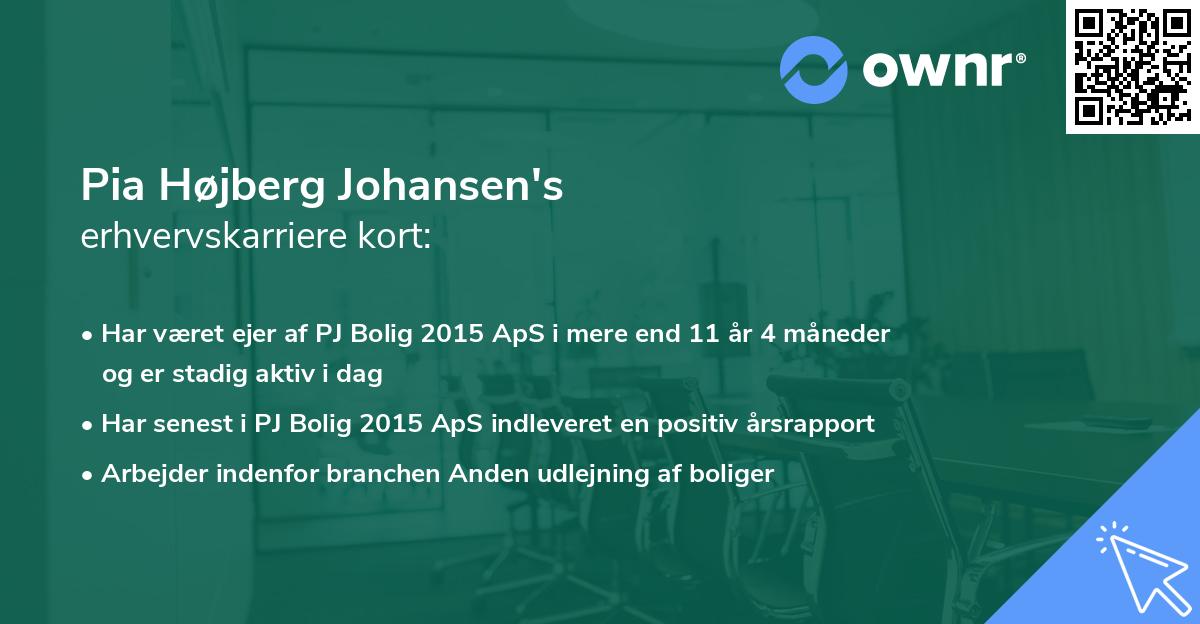 Pia Højberg Johansen's erhvervskarriere kort