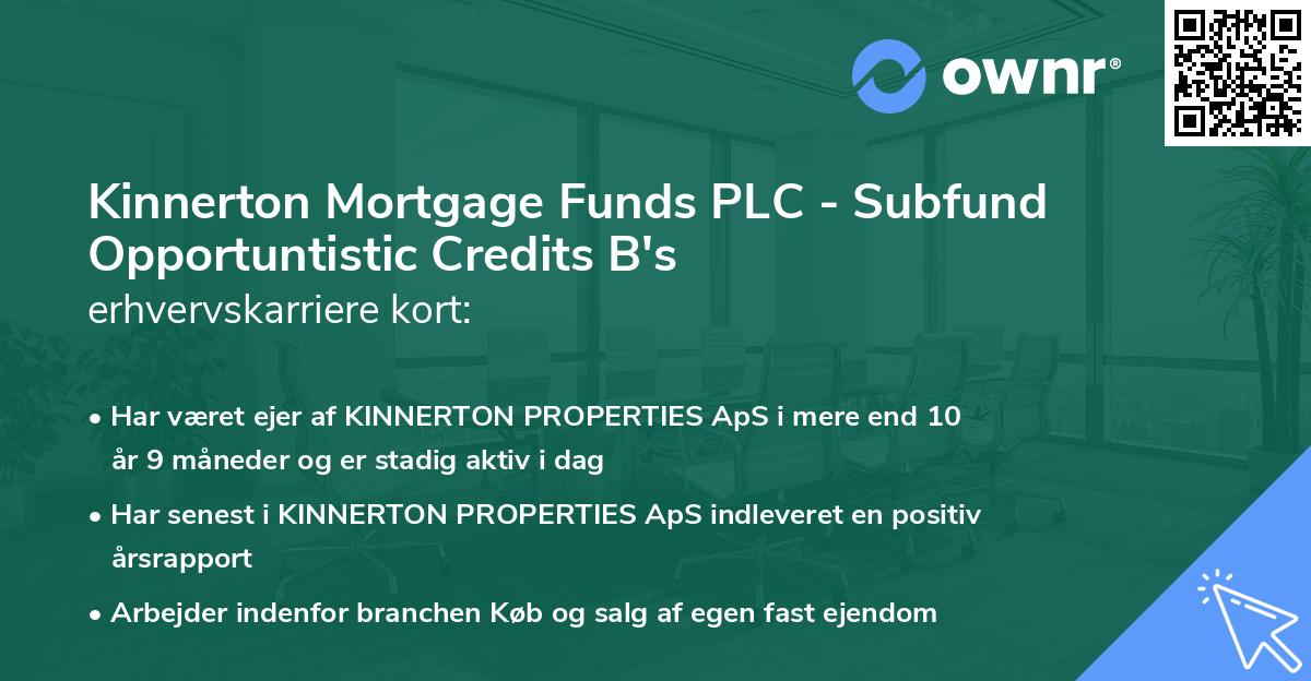 Kinnerton Mortgage Funds PLC - Subfund Opportuntistic Credits B's erhvervskarriere kort