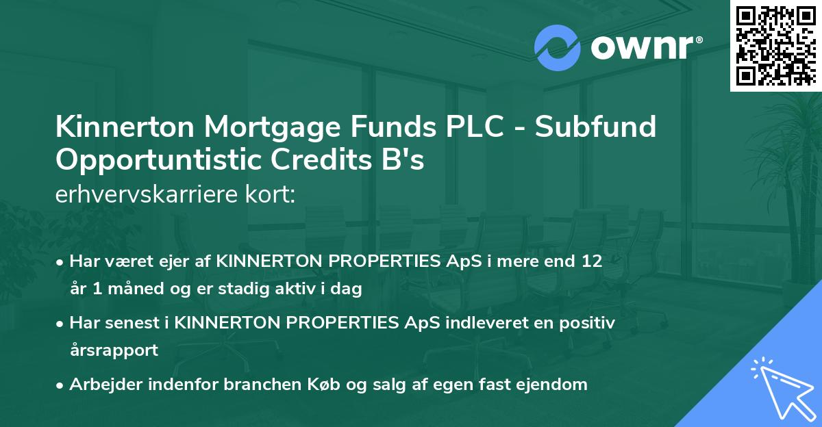 Kinnerton Mortgage Funds PLC - Subfund Opportuntistic Credits B's erhvervskarriere kort
