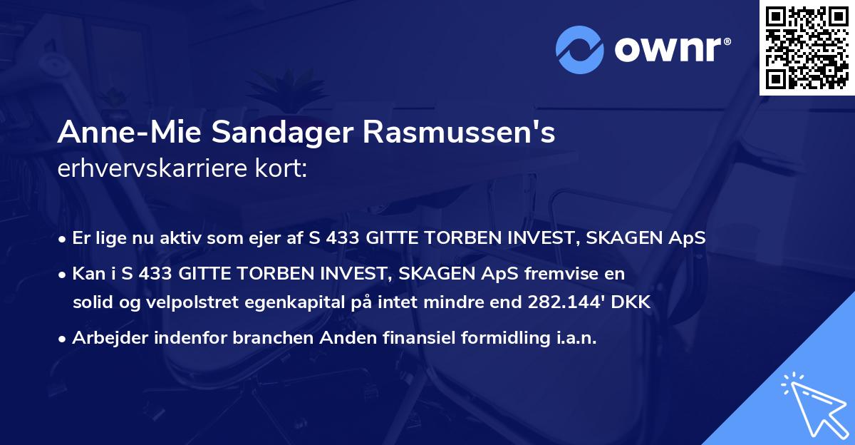 Anne-Mie Sandager Rasmussen's erhvervskarriere kort