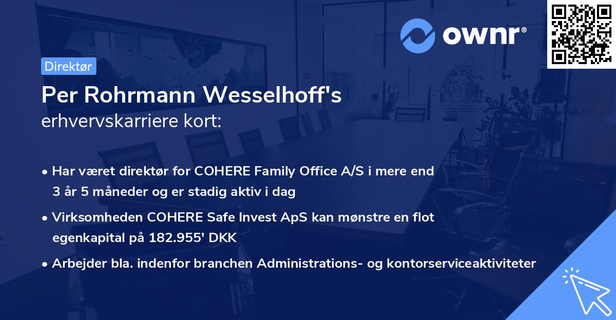 Per Rohrmann Wesselhoff's erhvervskarriere kort