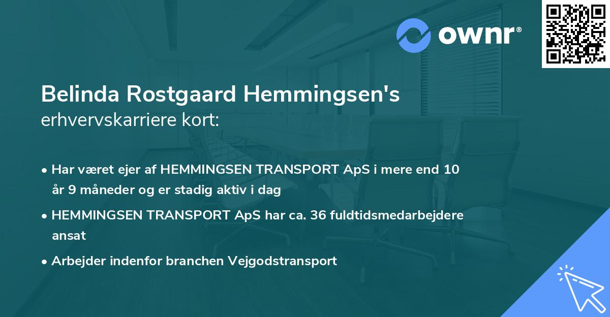 Belinda Rostgaard Hemmingsen's erhvervskarriere kort