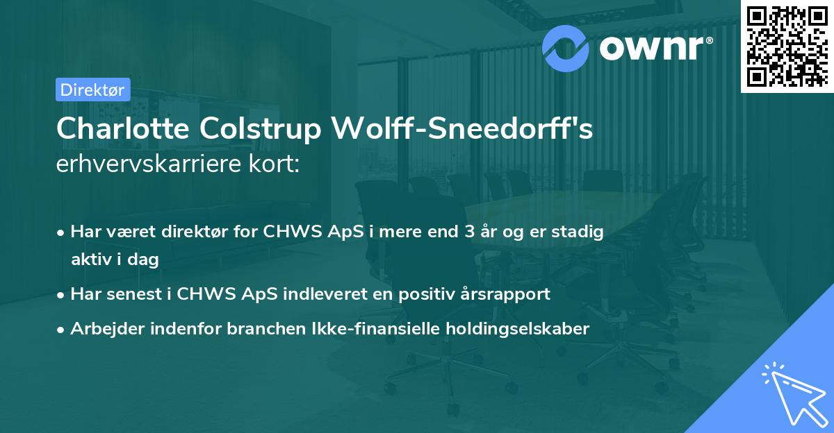 Charlotte Colstrup Wolff-Sneedorff's erhvervskarriere kort