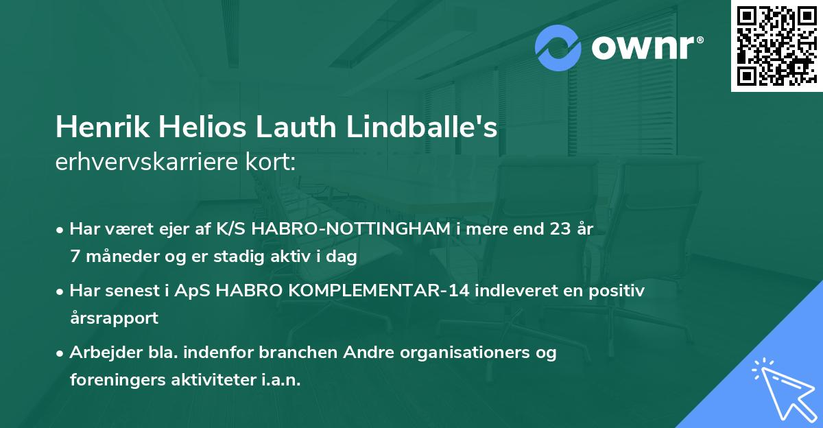Henrik Helios Lauth Lindballe's erhvervskarriere kort