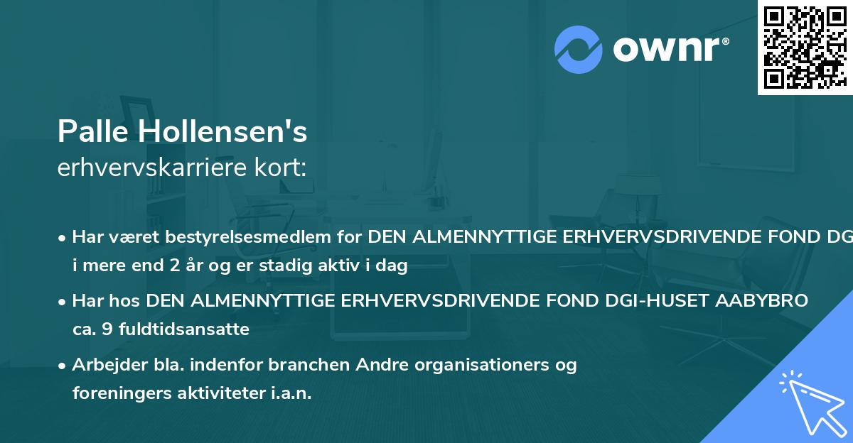 Palle Hollensen's erhvervskarriere kort