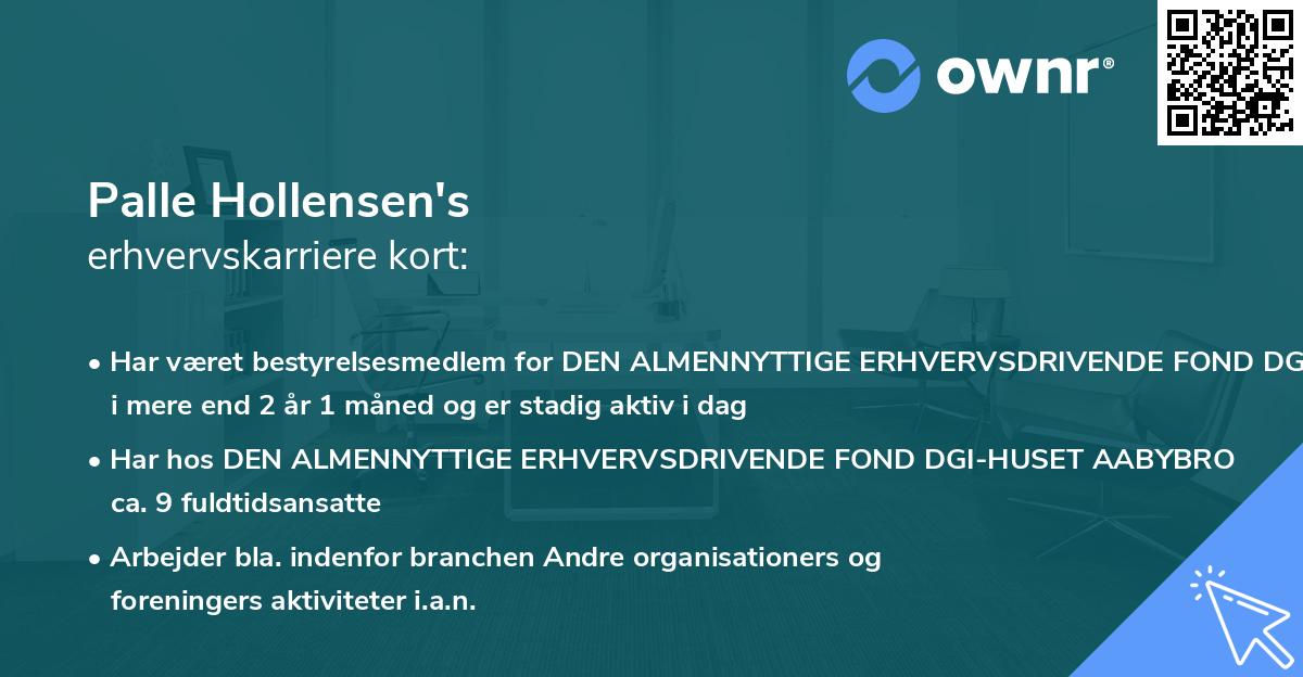 Palle Hollensen's erhvervskarriere kort