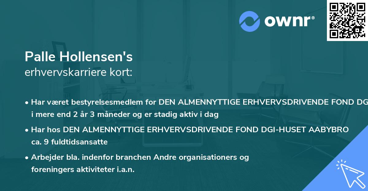 Palle Hollensen's erhvervskarriere kort