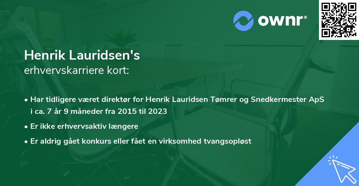 Henrik Lauridsen's erhvervskarriere kort