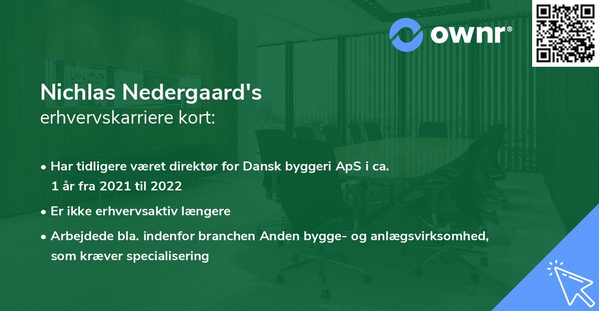 Nichlas Nedergaard's erhvervskarriere kort