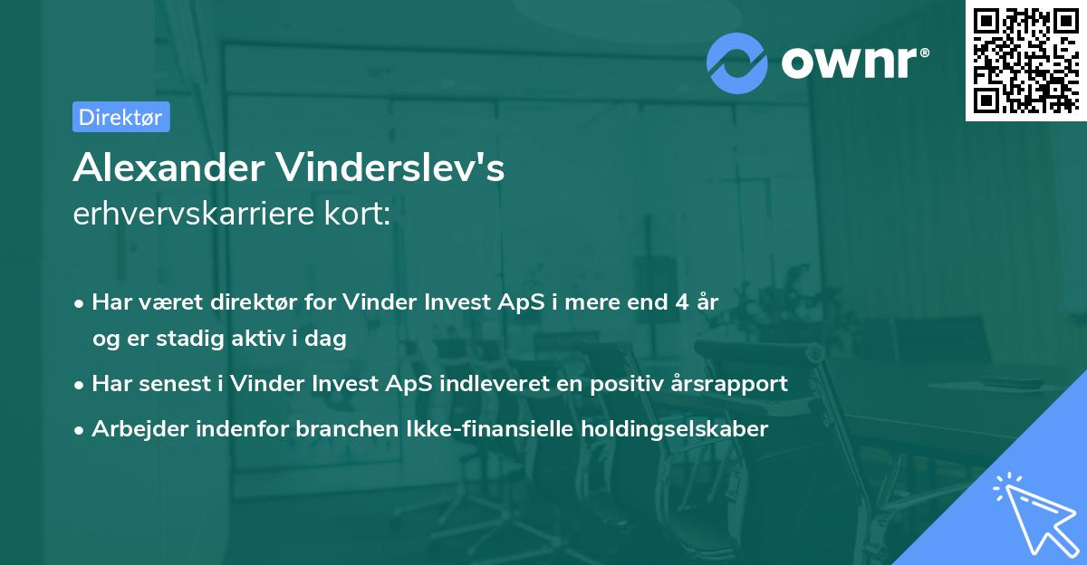 Alexander Vinderslev's erhvervskarriere kort