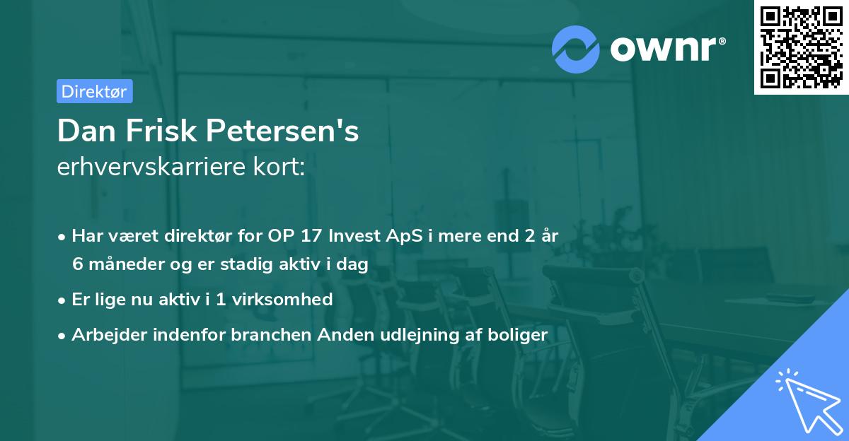 Dan Frisk Petersen's erhvervskarriere kort