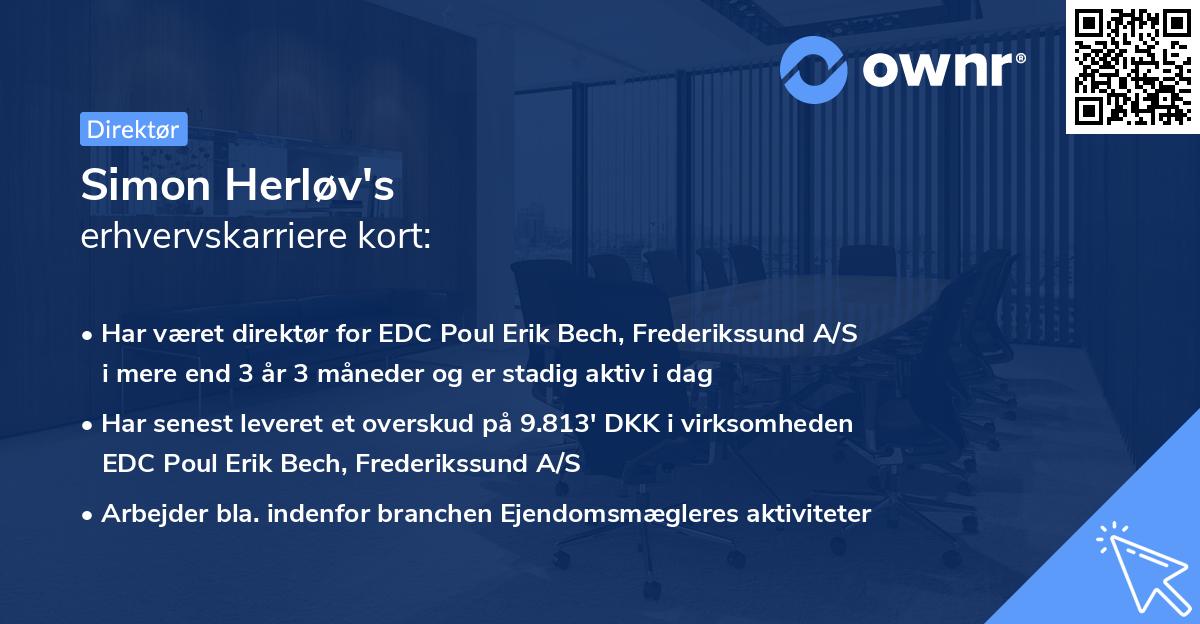 Simon Herløv's erhvervskarriere kort