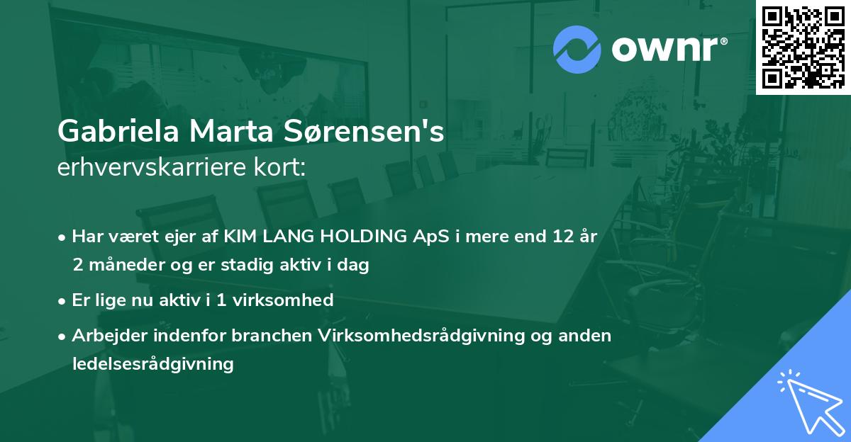 Gabriela Marta Sørensen's erhvervskarriere kort