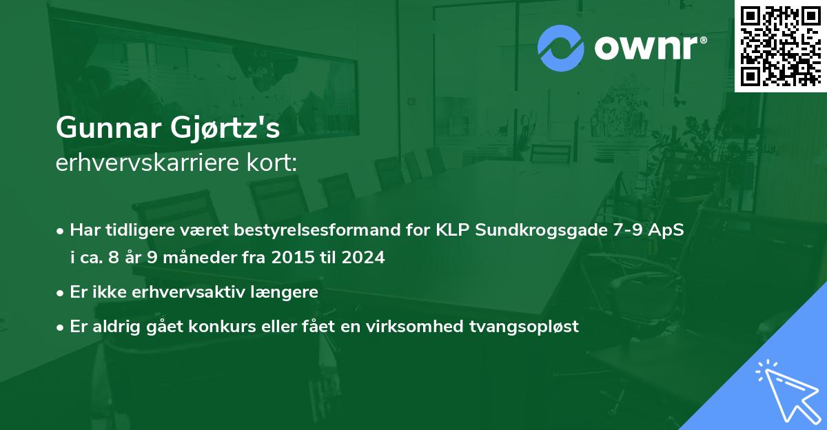 Gunnar Gjørtz's erhvervskarriere kort