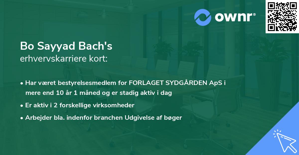 Bo Sayyad Bach's erhvervskarriere kort