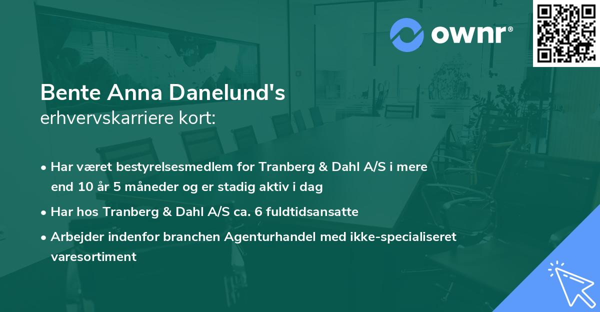 Bente Anna Danelund's erhvervskarriere kort