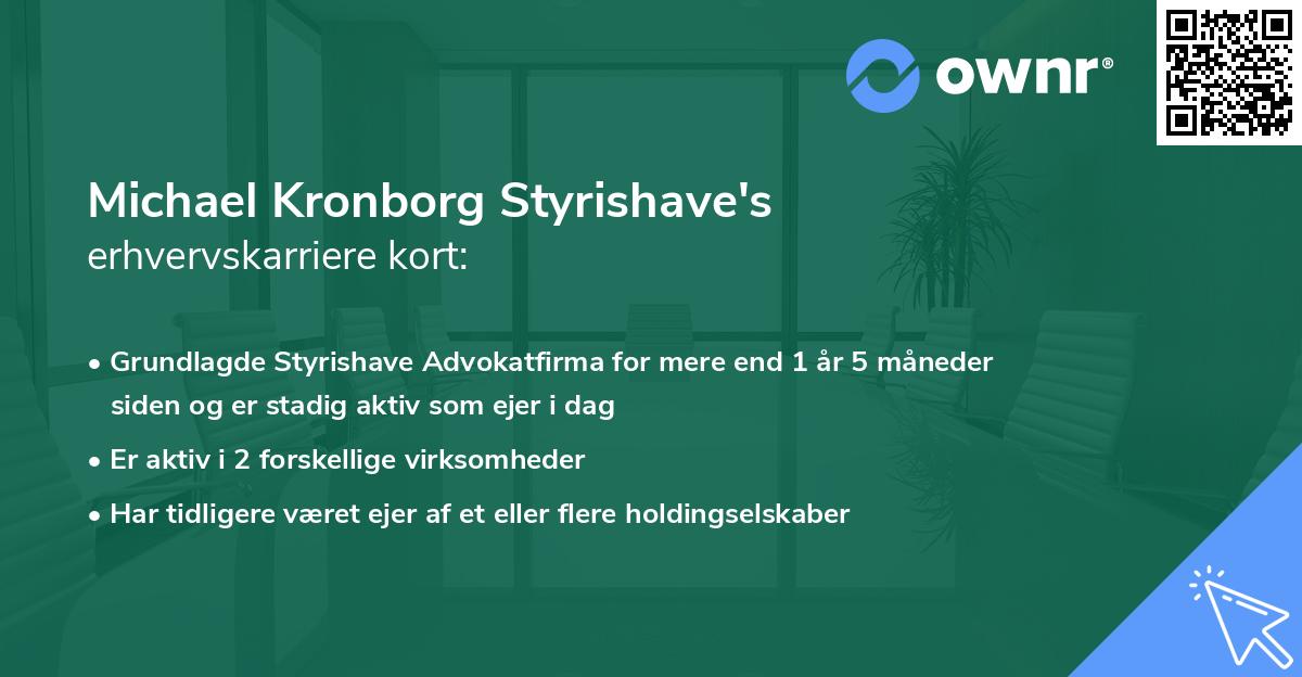 Michael Kronborg Styrishave's erhvervskarriere kort