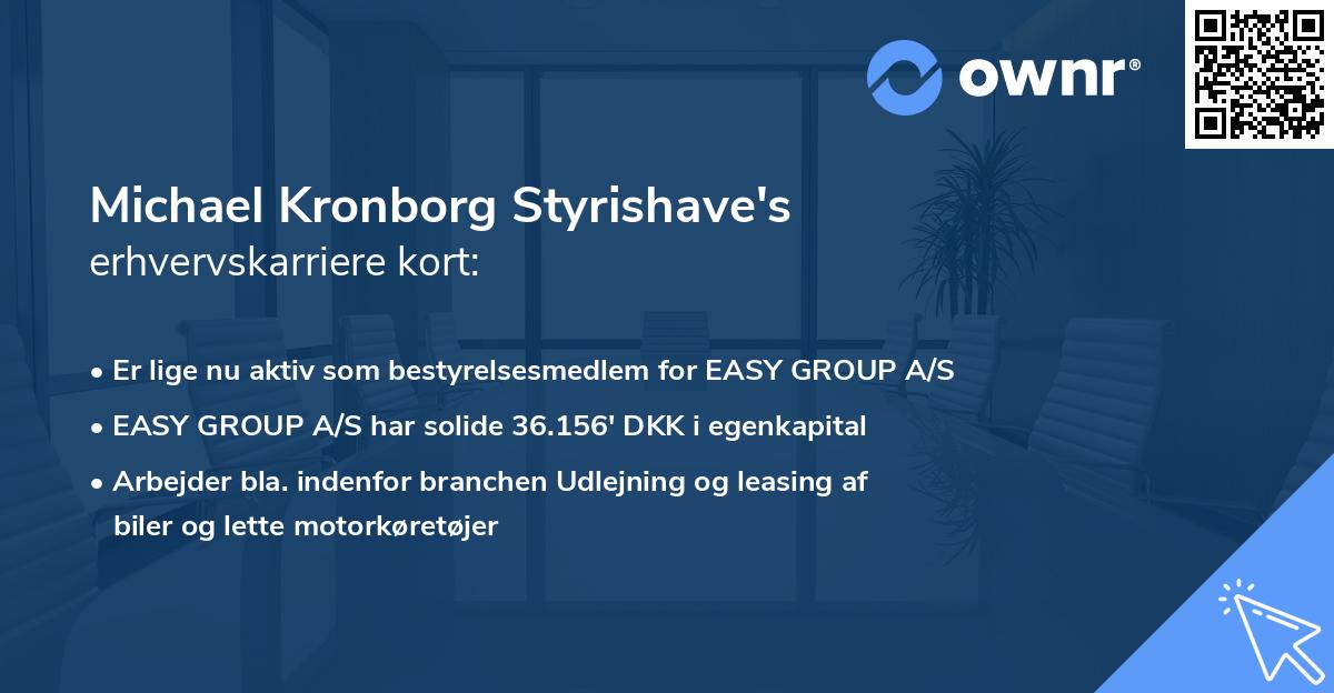 Michael Kronborg Styrishave's erhvervskarriere kort