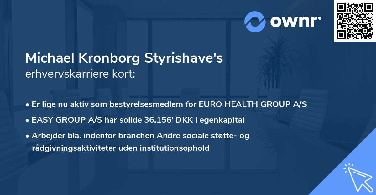 Michael Kronborg Styrishave's erhvervskarriere kort