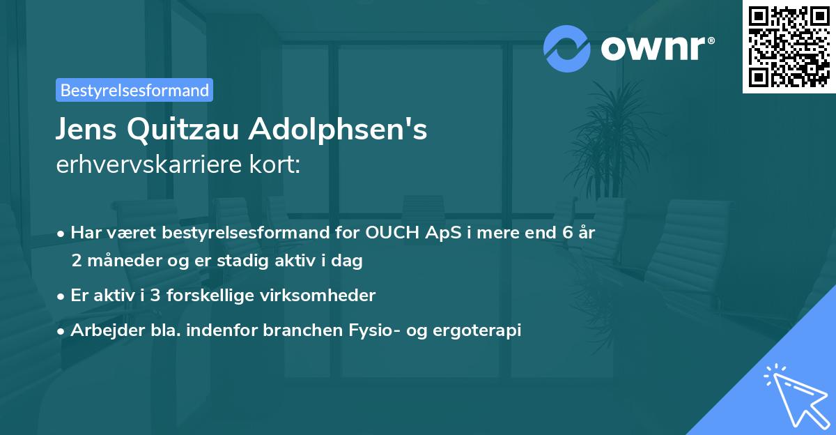 Jens Quitzau Adolphsen's erhvervskarriere kort