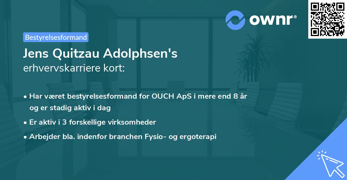 Jens Quitzau Adolphsen's erhvervskarriere kort