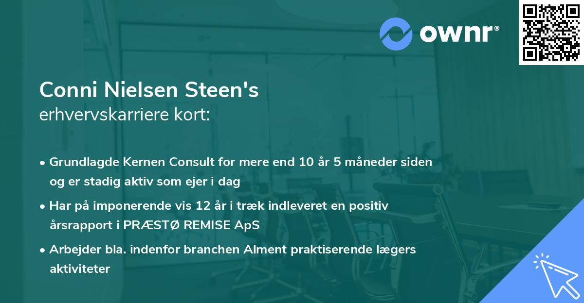 Conni Nielsen Steen's erhvervskarriere kort