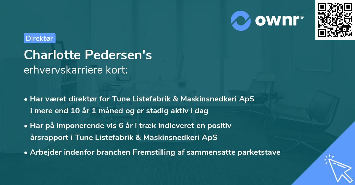 Charlotte Pedersen's erhvervskarriere kort