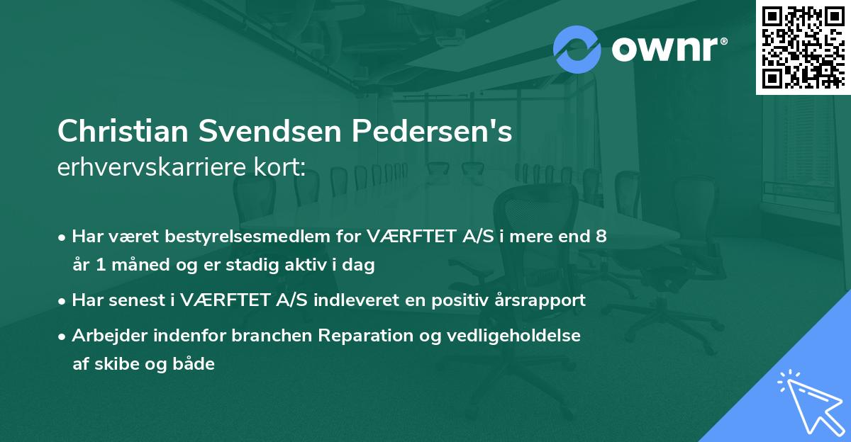 Christian Svendsen Pedersen's erhvervskarriere kort