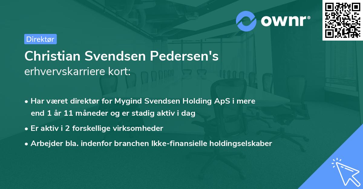 Christian Svendsen Pedersen's erhvervskarriere kort