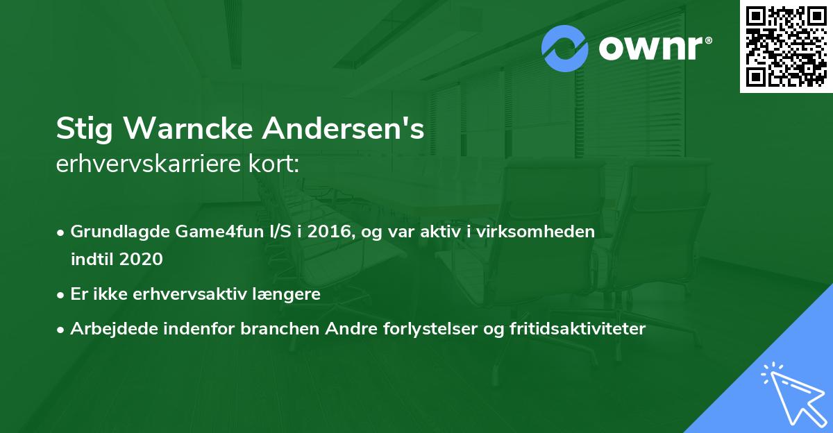 Stig Warncke Andersen's erhvervskarriere kort