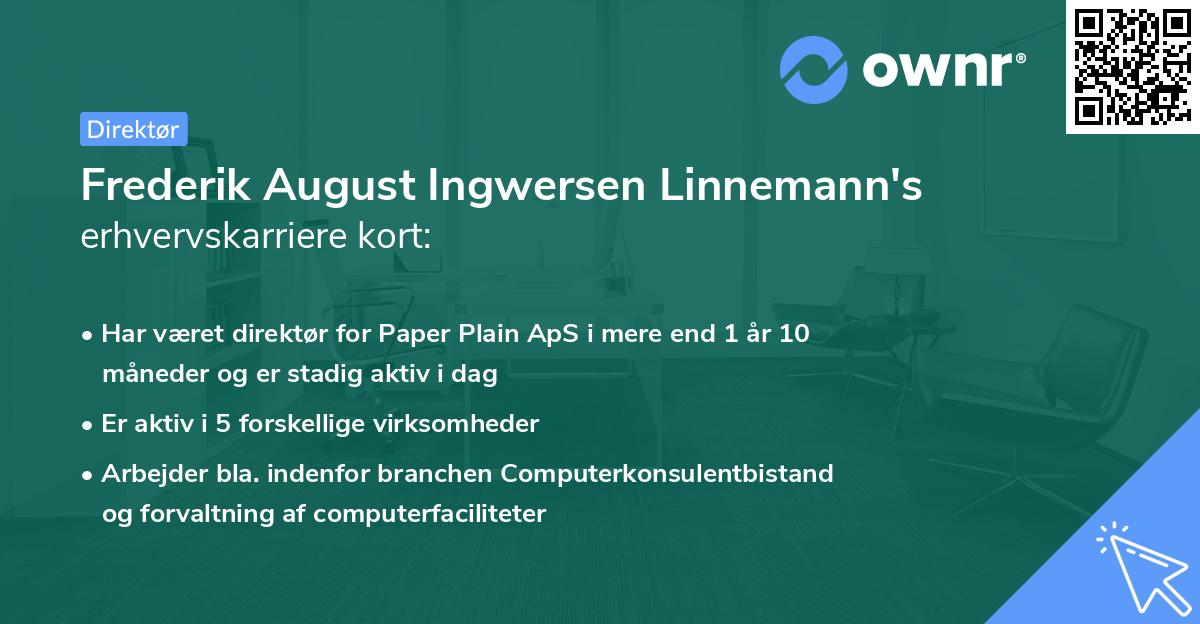 Frederik August Ingwersen Linnemann's erhvervskarriere kort