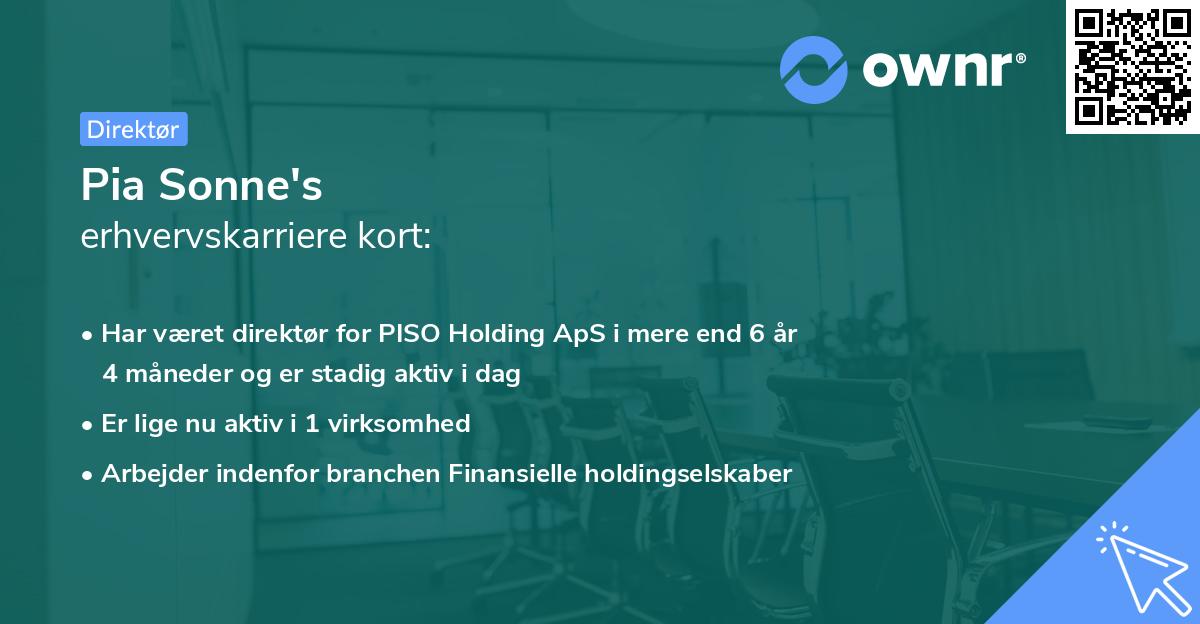 Pia Sonne's erhvervskarriere kort