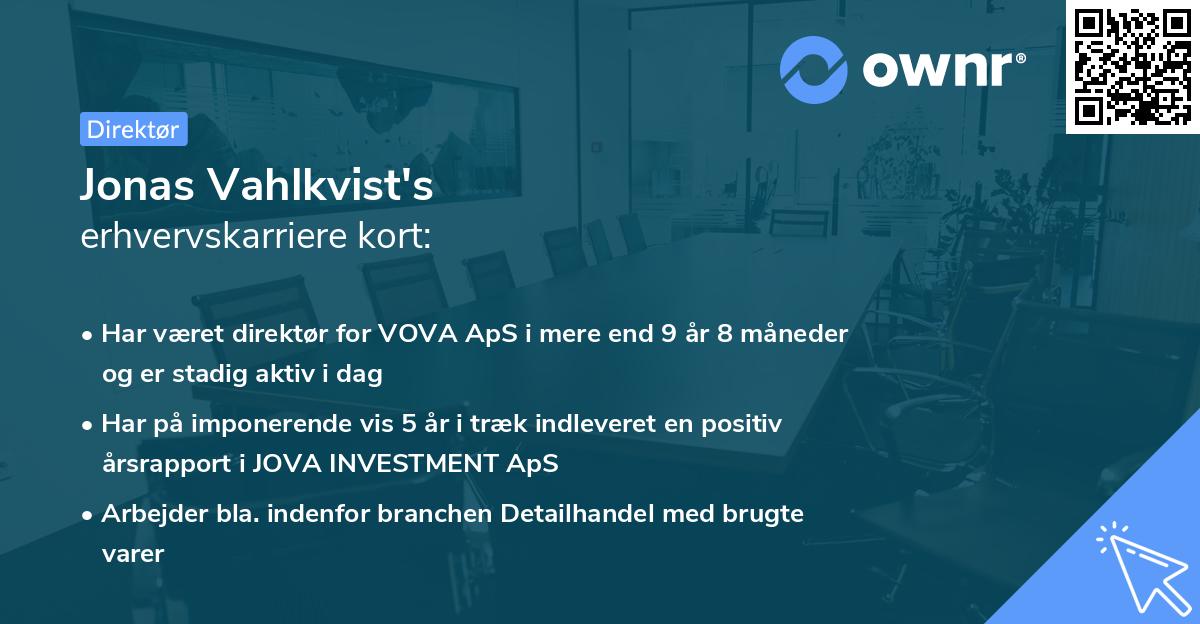 Jonas Vahlkvist's erhvervskarriere kort