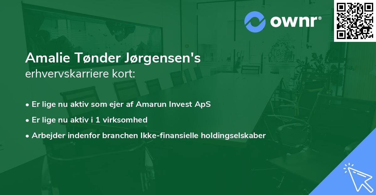 Amalie Tønder Jørgensen's erhvervskarriere kort