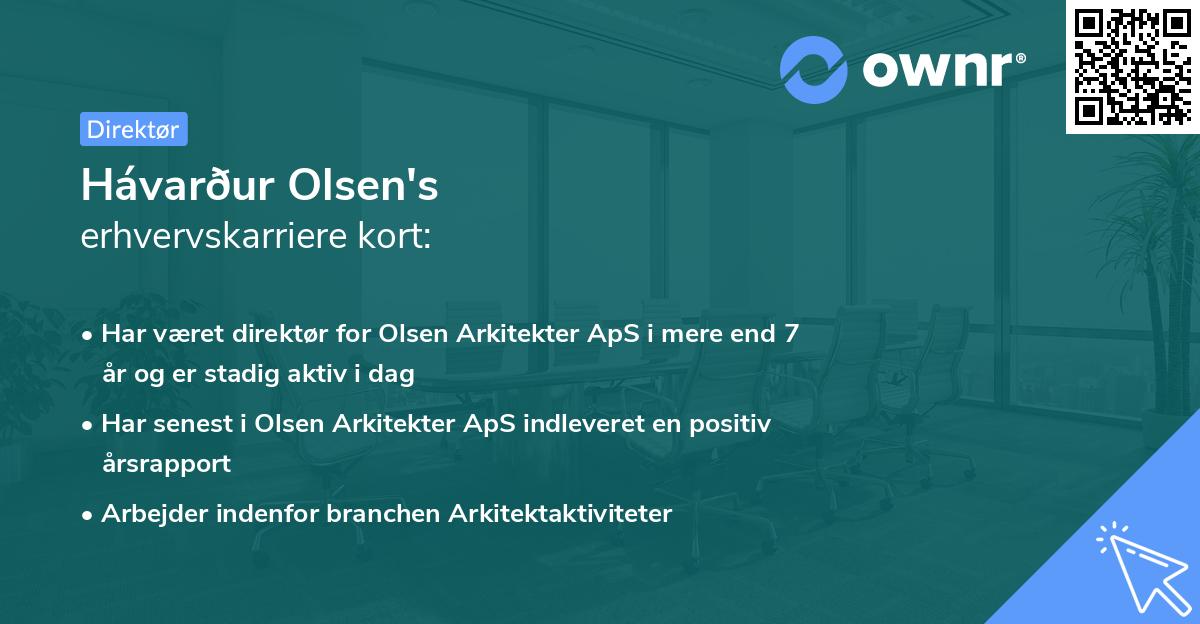 Hávarður Olsen's erhvervskarriere kort