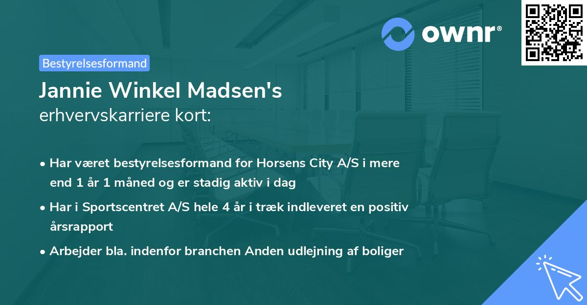 Jannie Winkel Madsen's erhvervskarriere kort