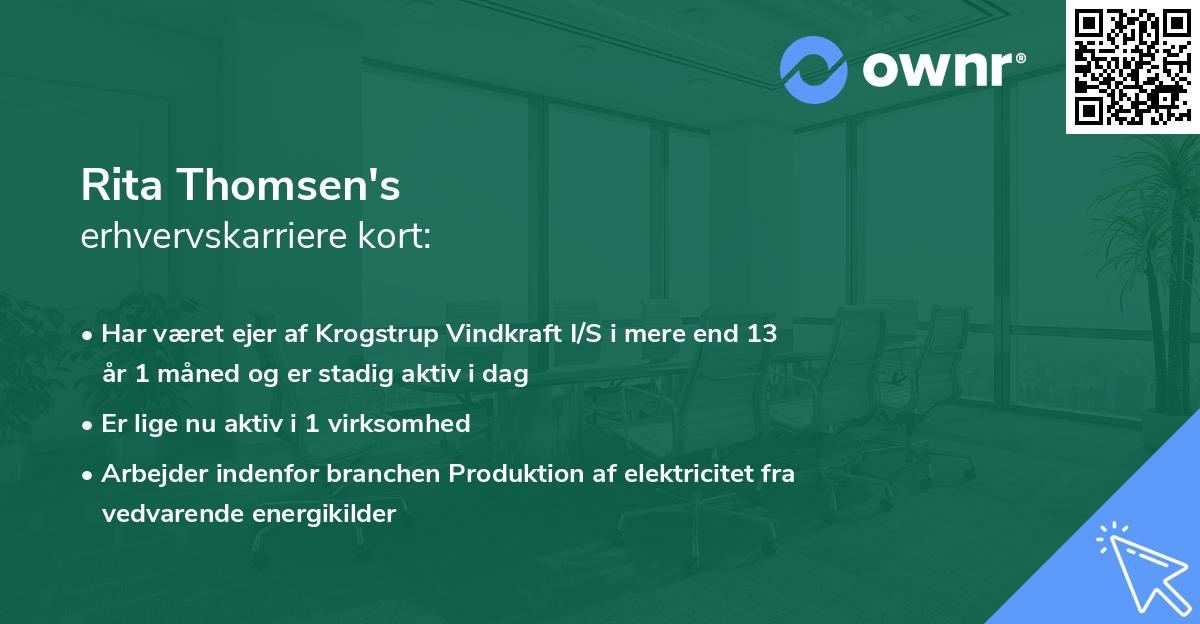 Rita Thomsen's erhvervskarriere kort