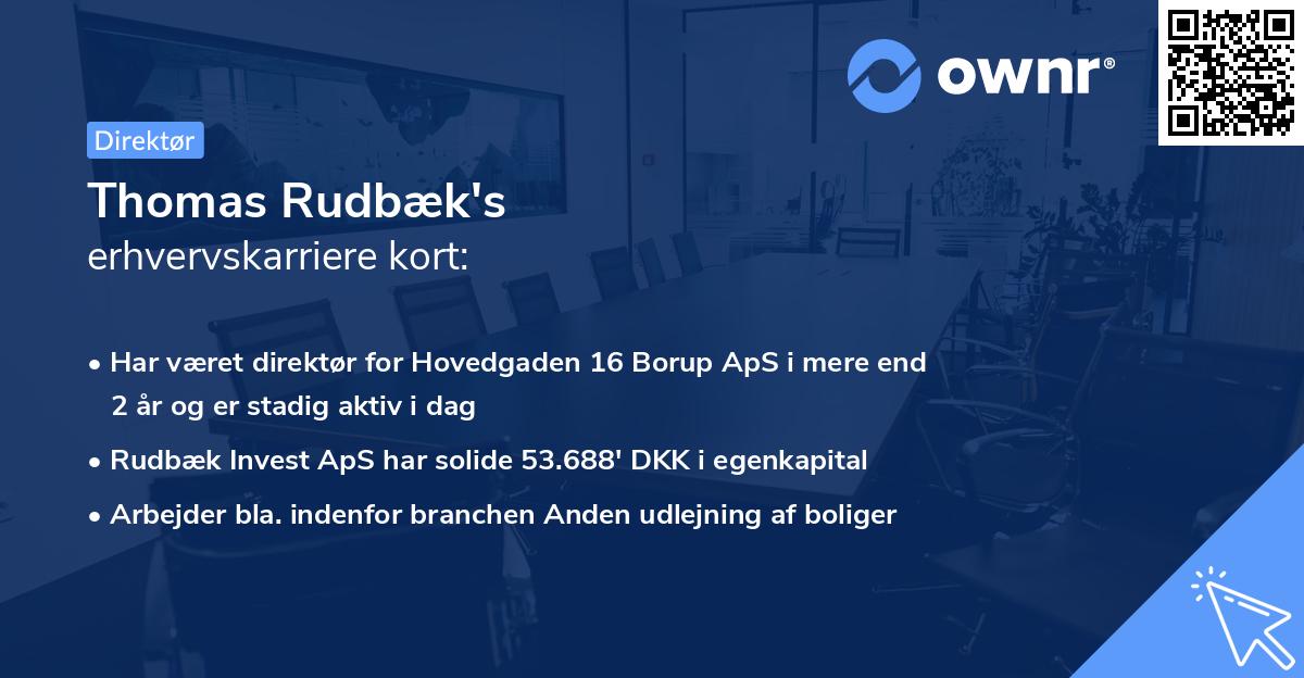 Thomas Rudbæk's erhvervskarriere kort
