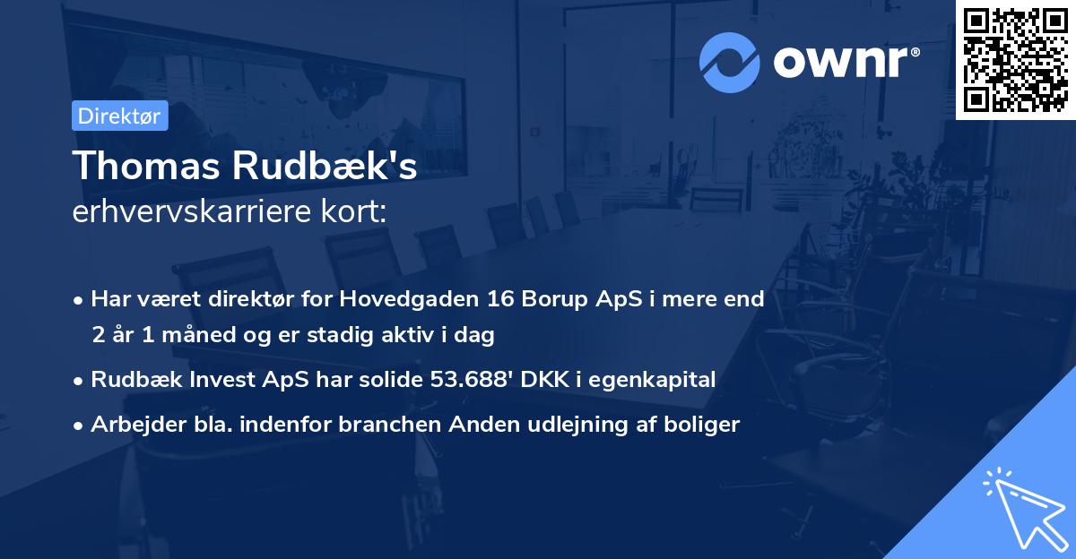 Thomas Rudbæk's erhvervskarriere kort