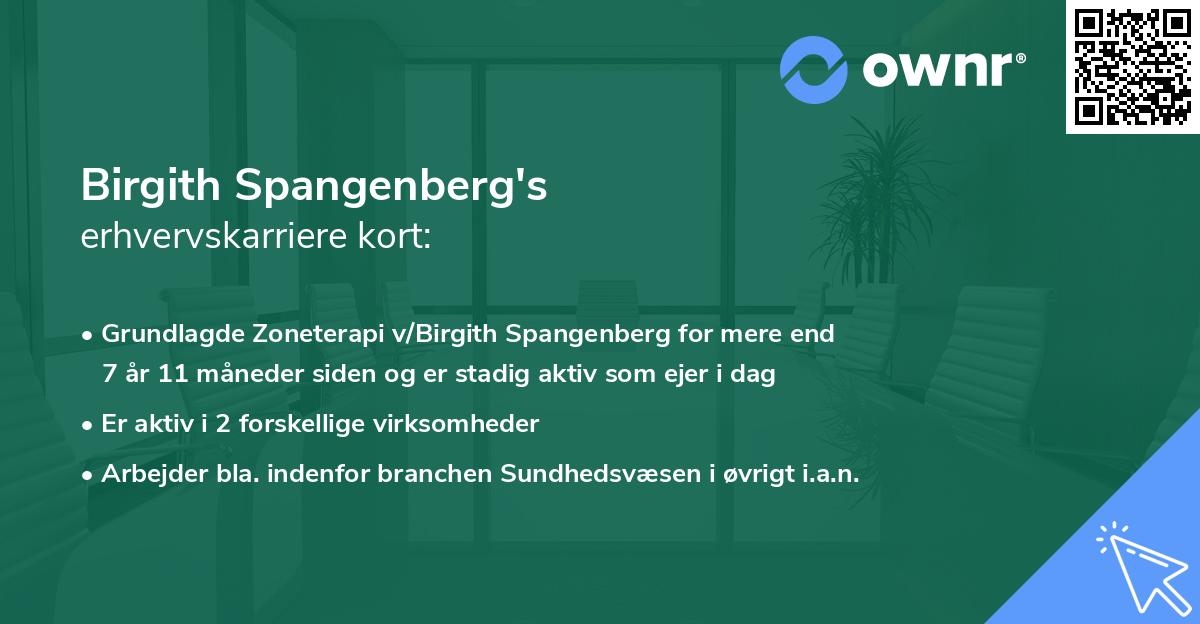 Birgith Spangenberg's erhvervskarriere kort