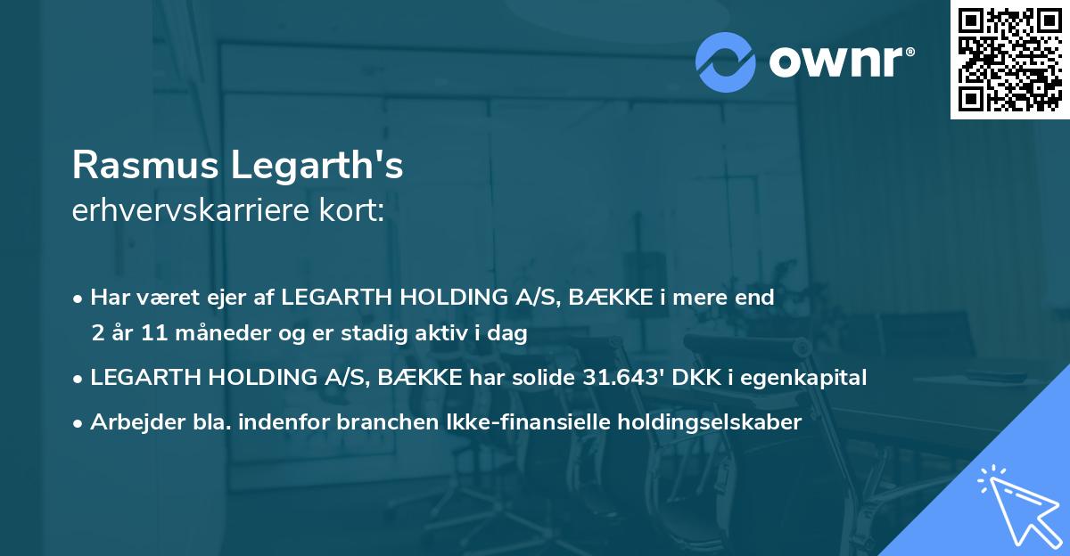 Rasmus Legarth's erhvervskarriere kort