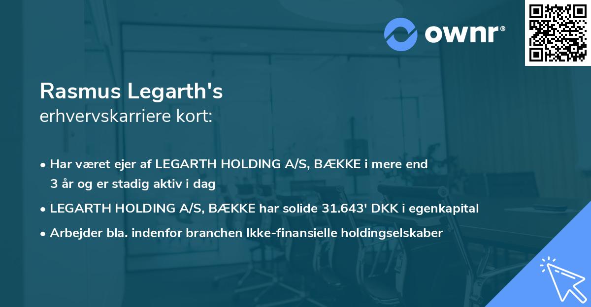 Rasmus Legarth's erhvervskarriere kort