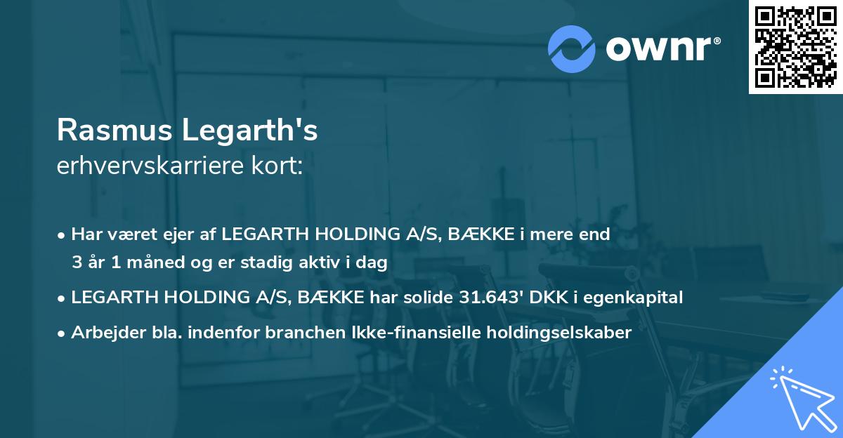 Rasmus Legarth's erhvervskarriere kort